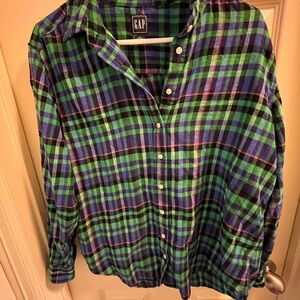 Women’s GAP Purple and Green Plaid Shirt
